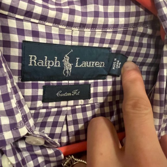 Men's Purple/White Ralph Lauren Longsleeve Polo Shirt - Picture 2 of 3